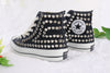  Women's Black Studded Sneakers 
