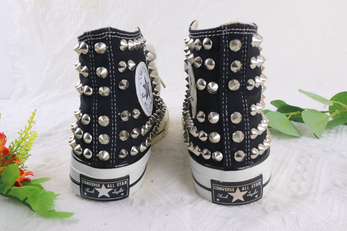 Women's Black Studded Sneakers