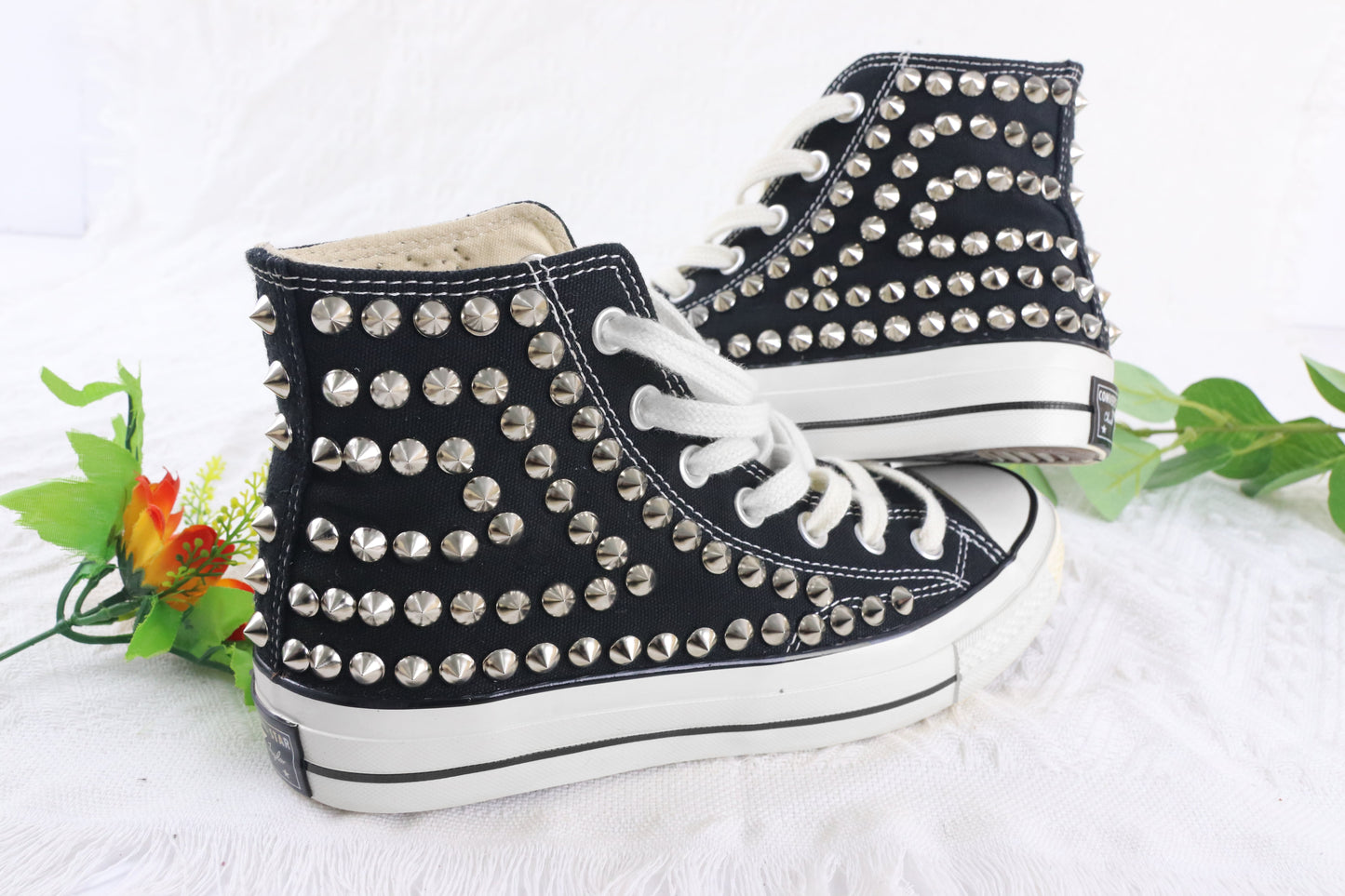 Women's Black Studded Sneakers