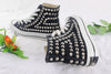  Women's Black Studded Sneakers 