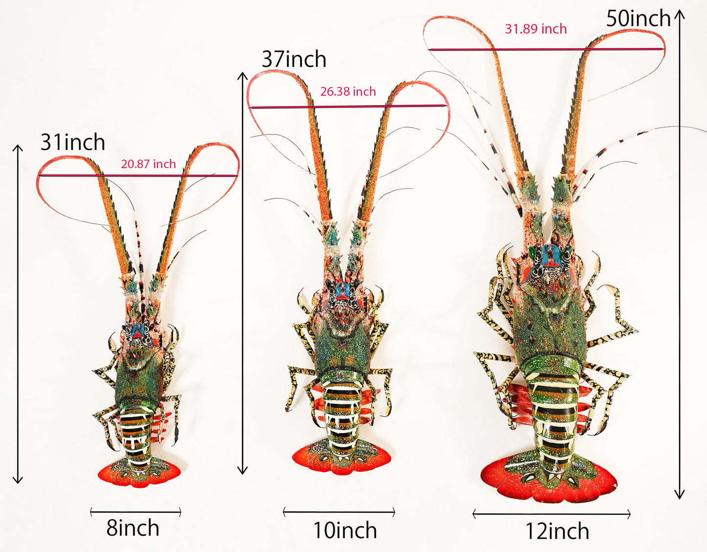 37-Inch Handmade Bamboo Lobster Model for Wall Decoration