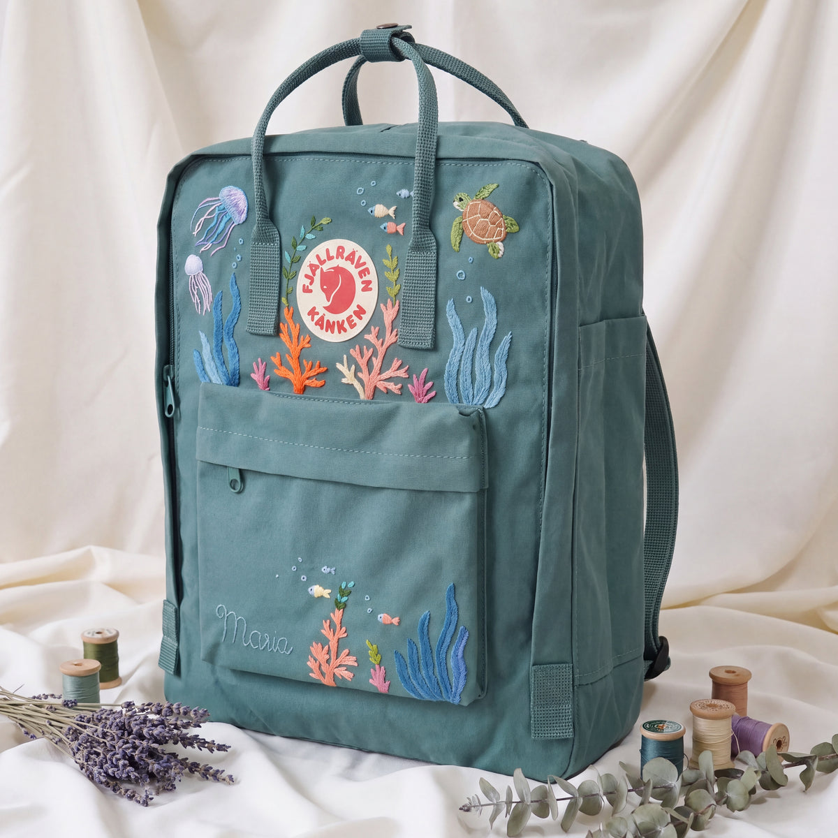 Fjällräven Kanken Regenbogen Bunter Gänseblümchen Bestickter Rucksack