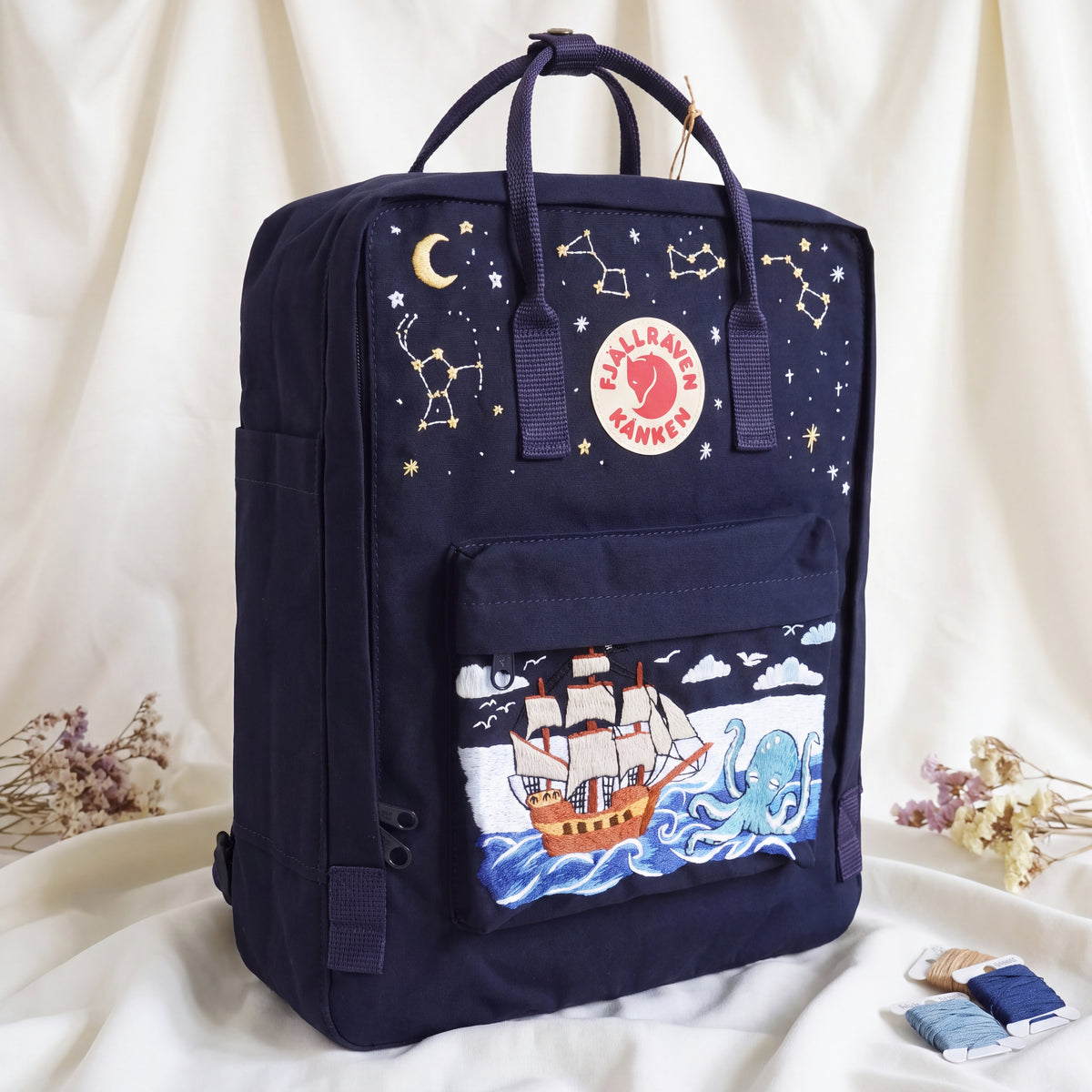 Fjällräven Kanken Regenbogen Bunter Gänseblümchen Bestickter Rucksack