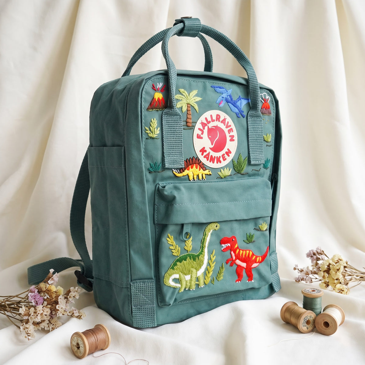 Fjällräven Kanken Regenbogen Bunter Gänseblümchen Bestickter Rucksack
