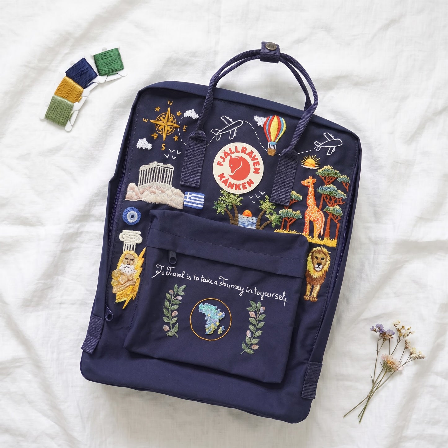 Personalized Fjallraven Kanken Travel Backpack | Custom World Travel Backpack | Handmade Africa & Greece Inspired Backpack | Custom Backpack