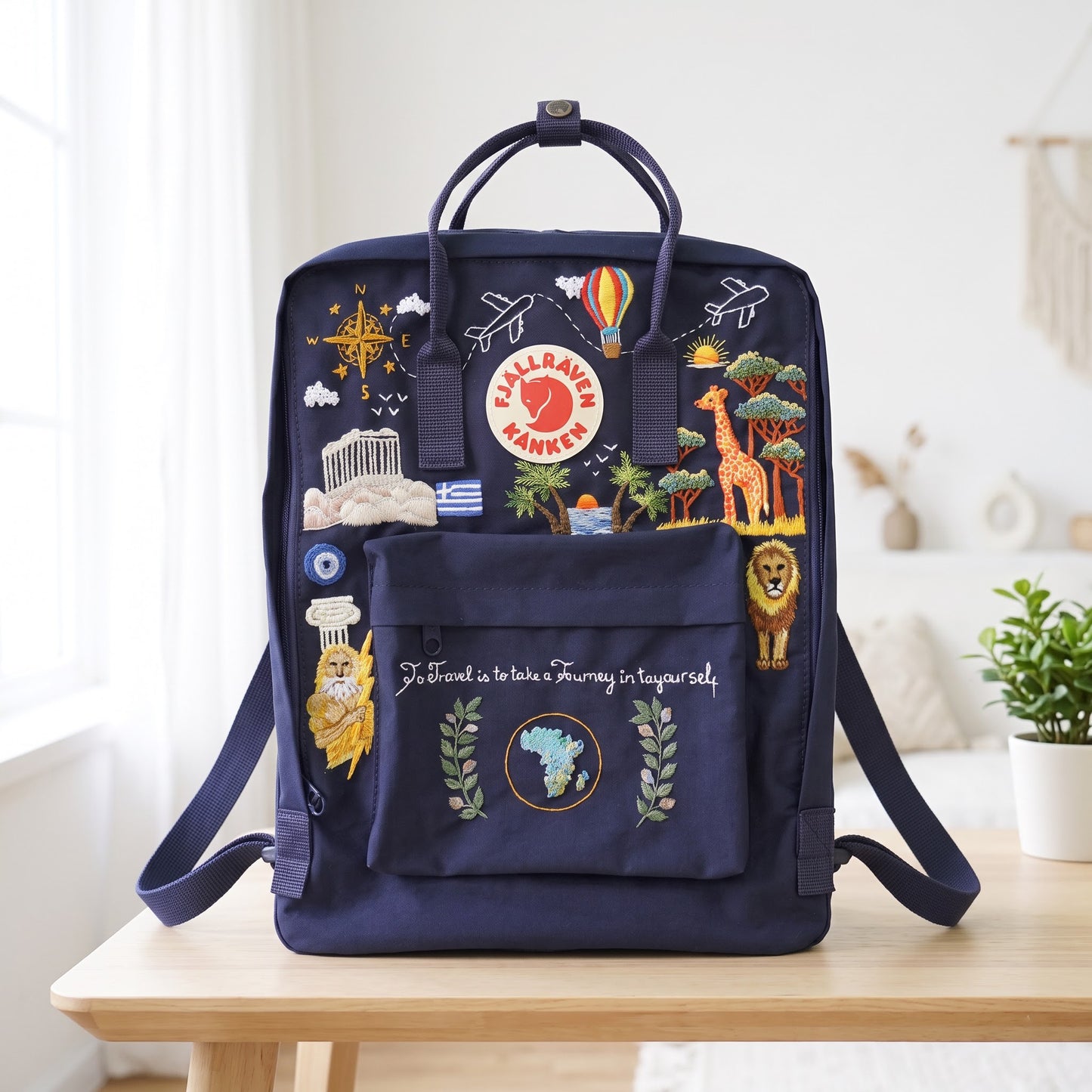 Personalized Fjallraven Kanken Travel Backpack | Custom World Travel Backpack | Handmade Africa & Greece Inspired Backpack | Custom Backpack