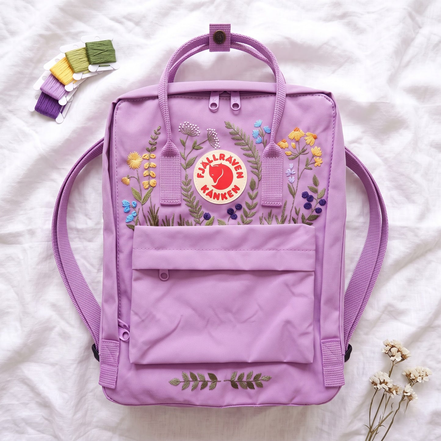 Fjallraven Kanken Wild Grass Embroidered Backpack | Fjallraven Kanken Nature Inspired Backpack | Travel Kanken Backpack |Personalized Kanken