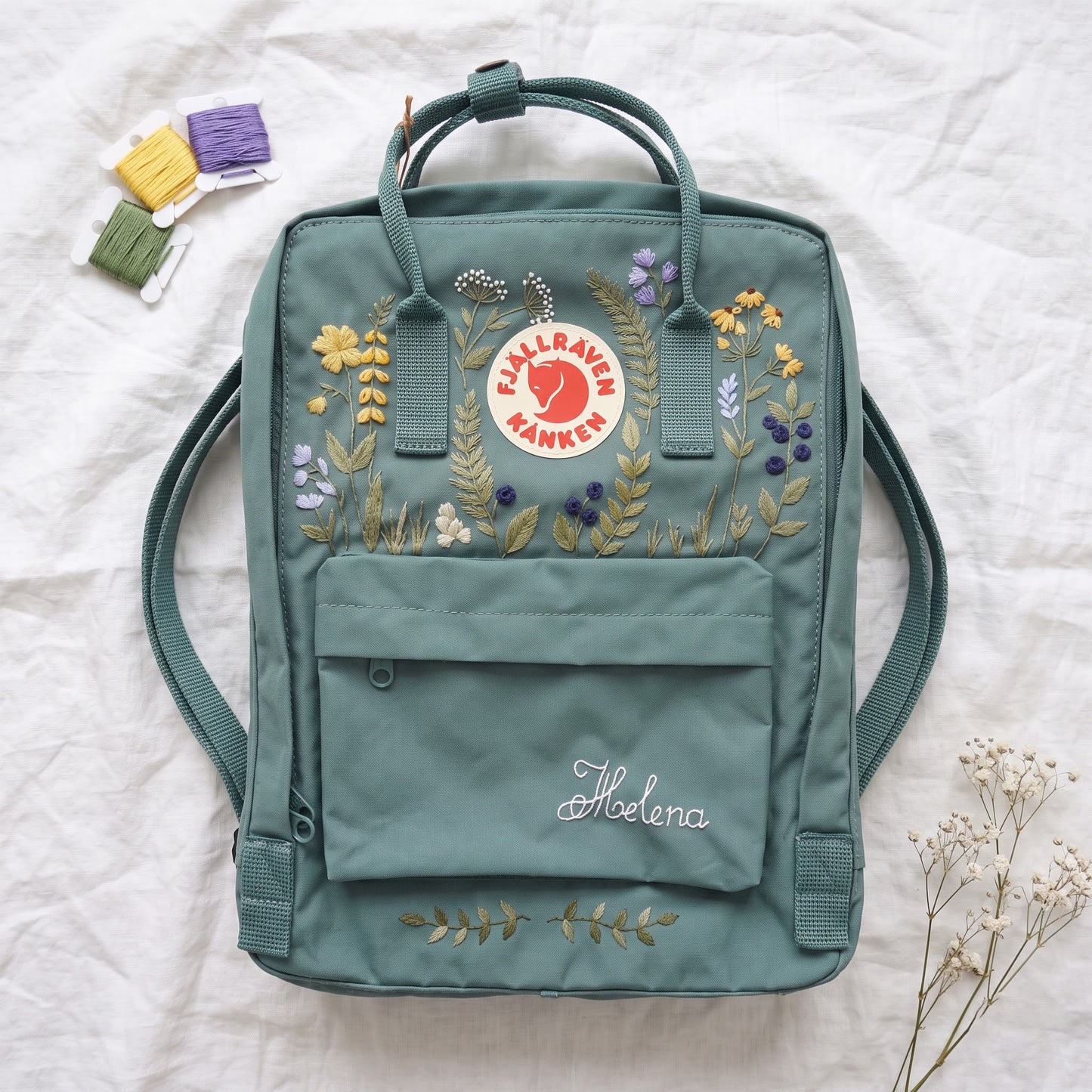Fjallraven Kanken Wild Grass Embroidered Backpack | Fjallraven Kanken Nature Inspired Backpack | Travel Kanken Backpack |Personalized Kanken
