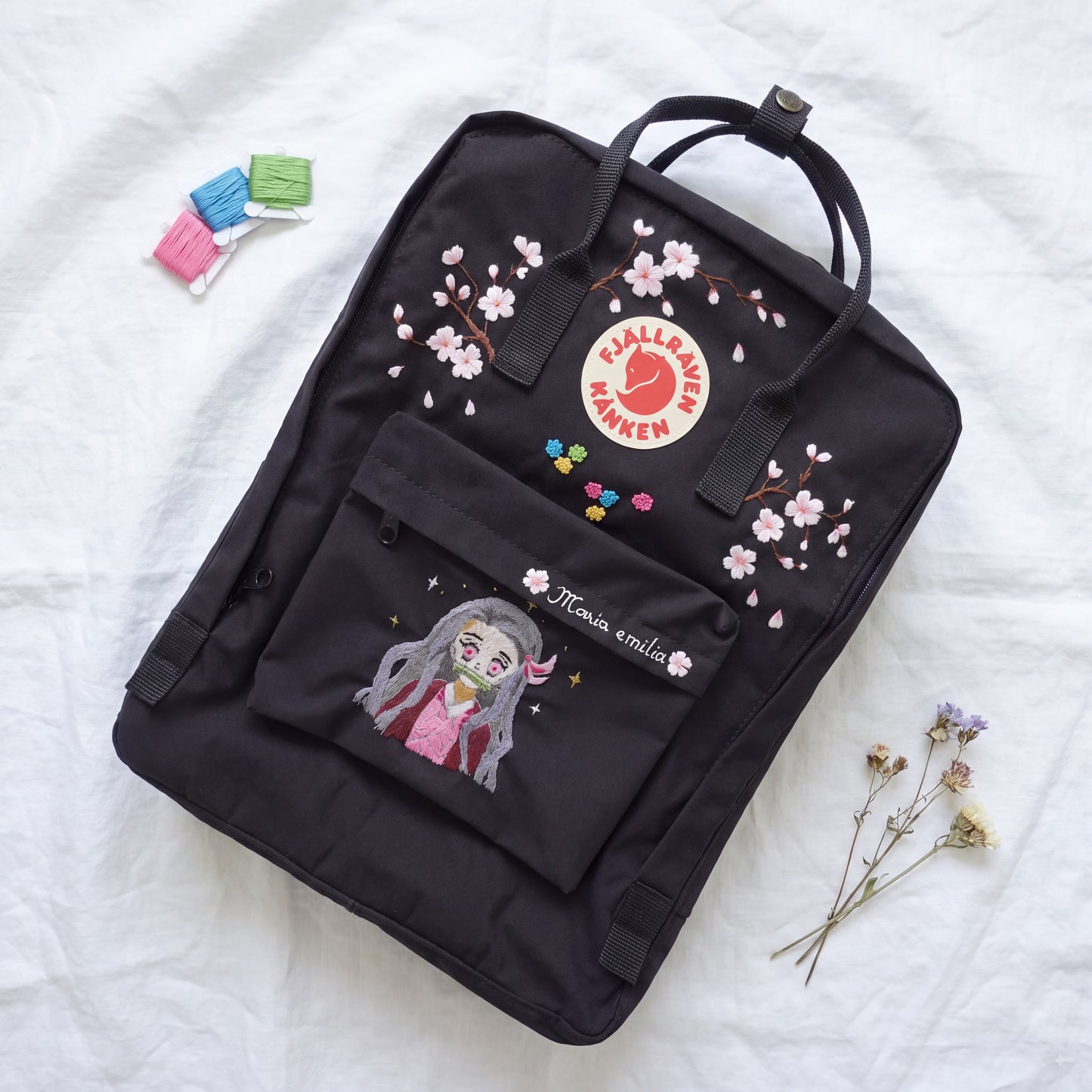 Personalized Fjallraven Kanken Sakura Backpack | Anime Character Embroidered Kanken Bag | Custom Manga & Cartoon Embroidery |Japanese Style