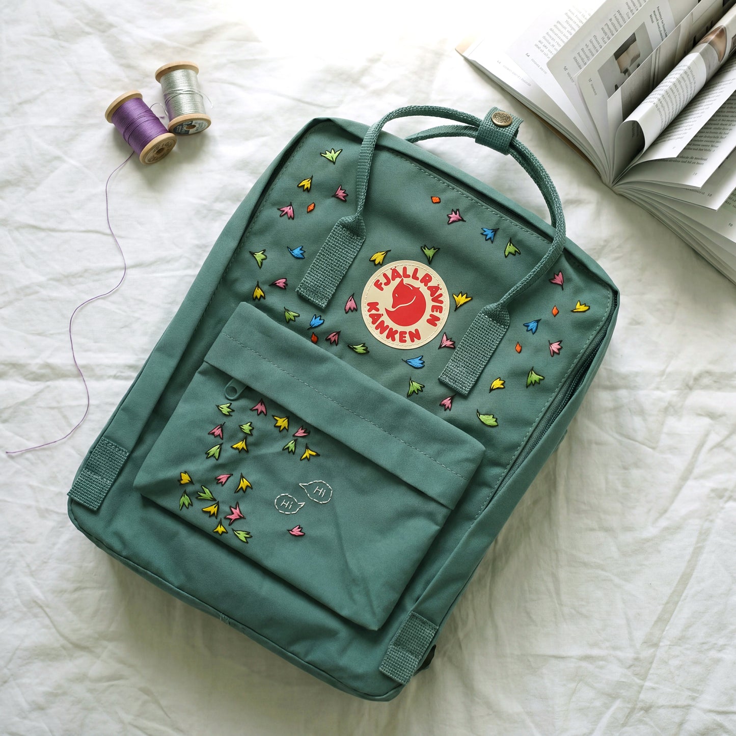 Fjallraven Kanken Backpack Embroidered Heartstopper Leaves | Colorful Leaf Embroidery Kanken Bag | Personalized Back To School Gift