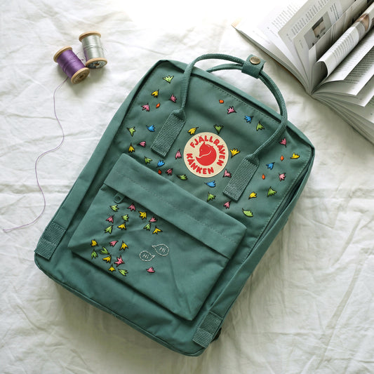 Fjallraven Kanken Backpack Embroidered Heartstopper Leaves | Colorful Leaf Embroidery Kanken Bag | Personalized Back To School Gift
