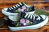  Floral embroidery design on Converse low-top shoes, Converse low-top embroidered 