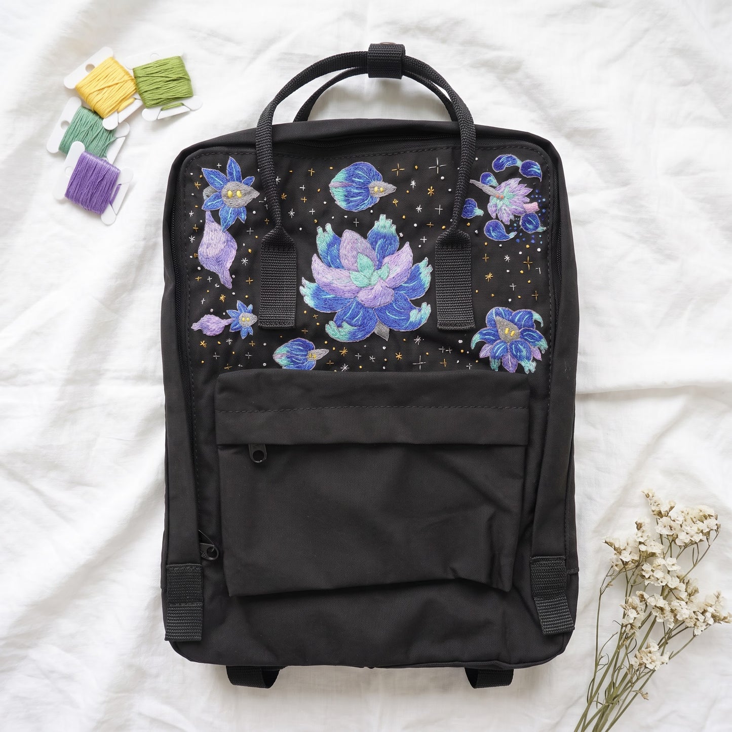 Custom Hand Embroidered Kanken Backpack Made to Order | Personalized Kanken with Logo Removal | Custom Game Character Embroidery Kanken Bag