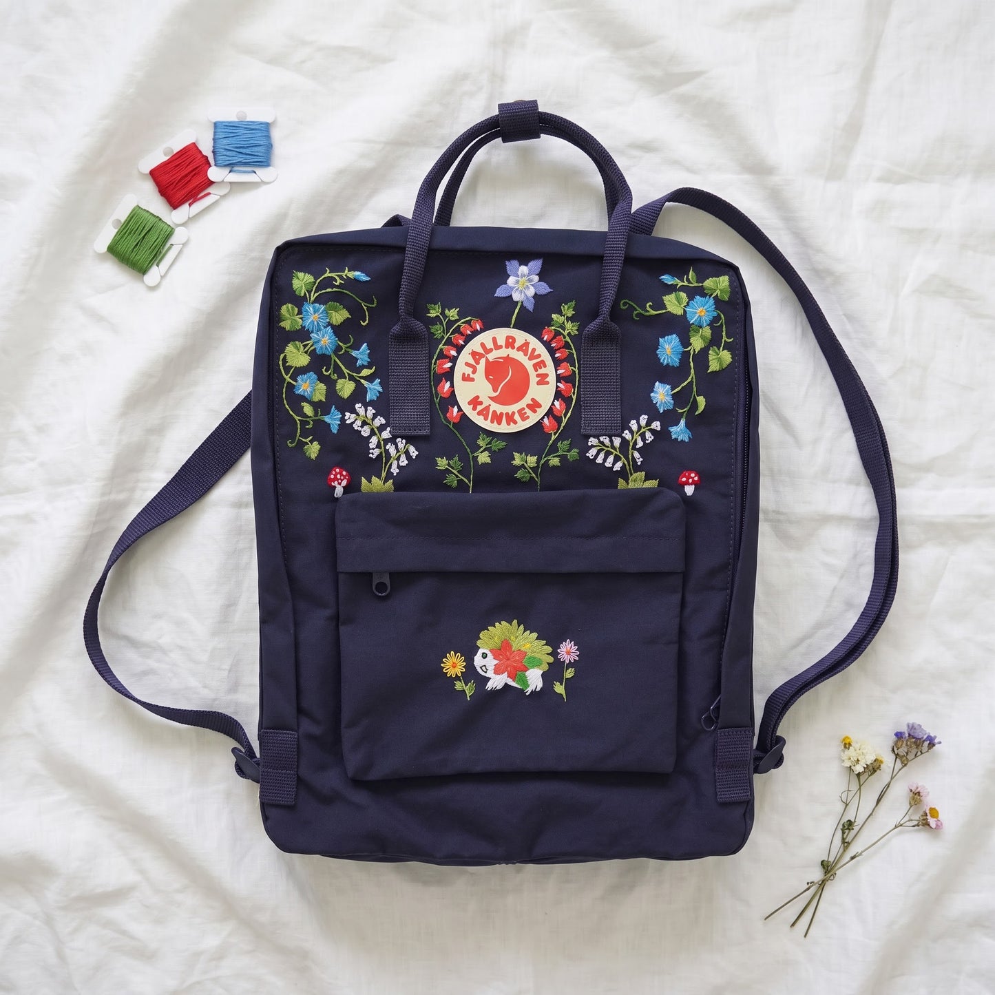 Hand Embroidered Fjallraven Kanken Backpack, Floral Butterfly Kanken Bag, Custom Embroidered Backpack, Personalized Kanken Backpack (Copy)