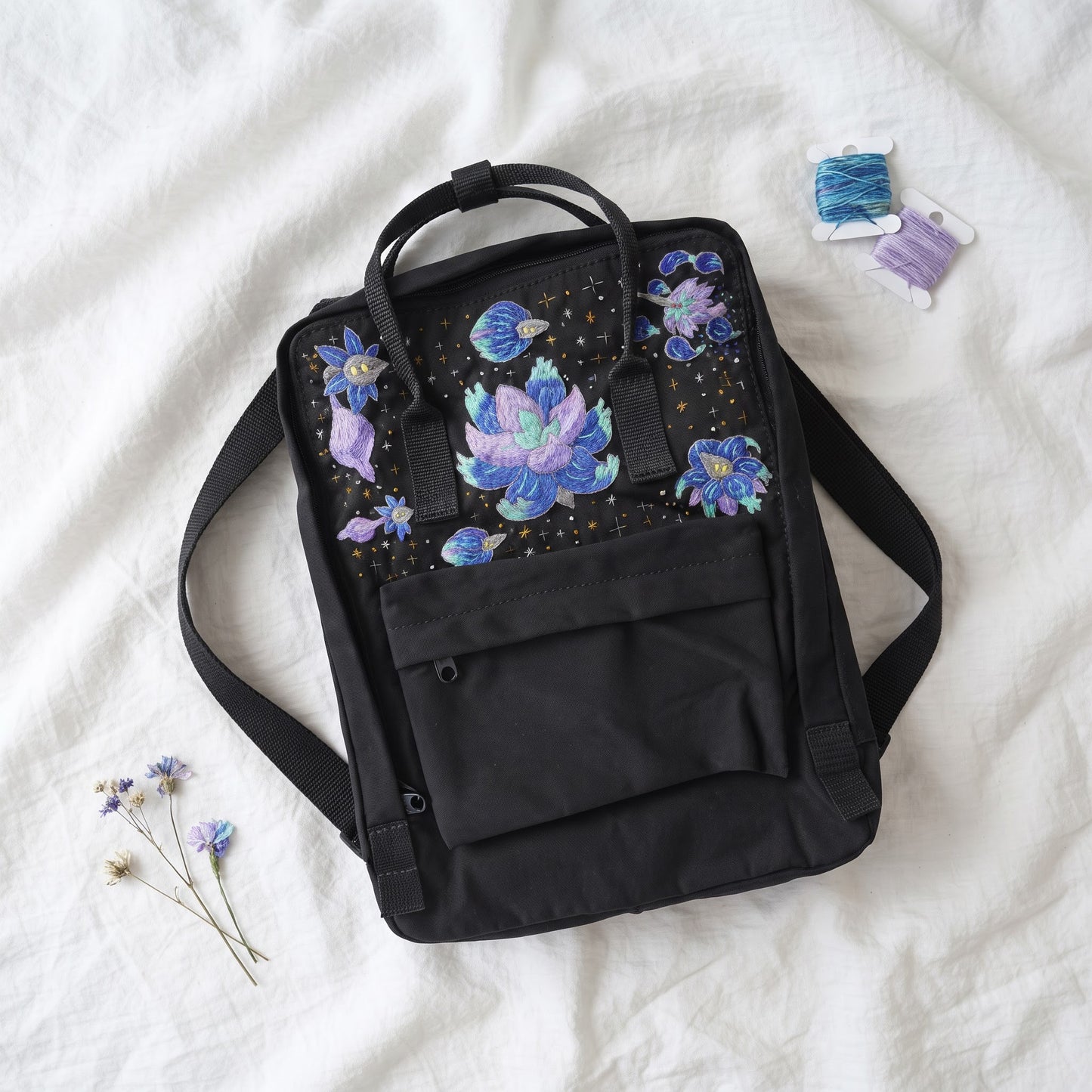 Custom Hand Embroidered Kanken Backpack Made to Order | Personalized Kanken with Logo Removal | Custom Game Character Embroidery Kanken Bag