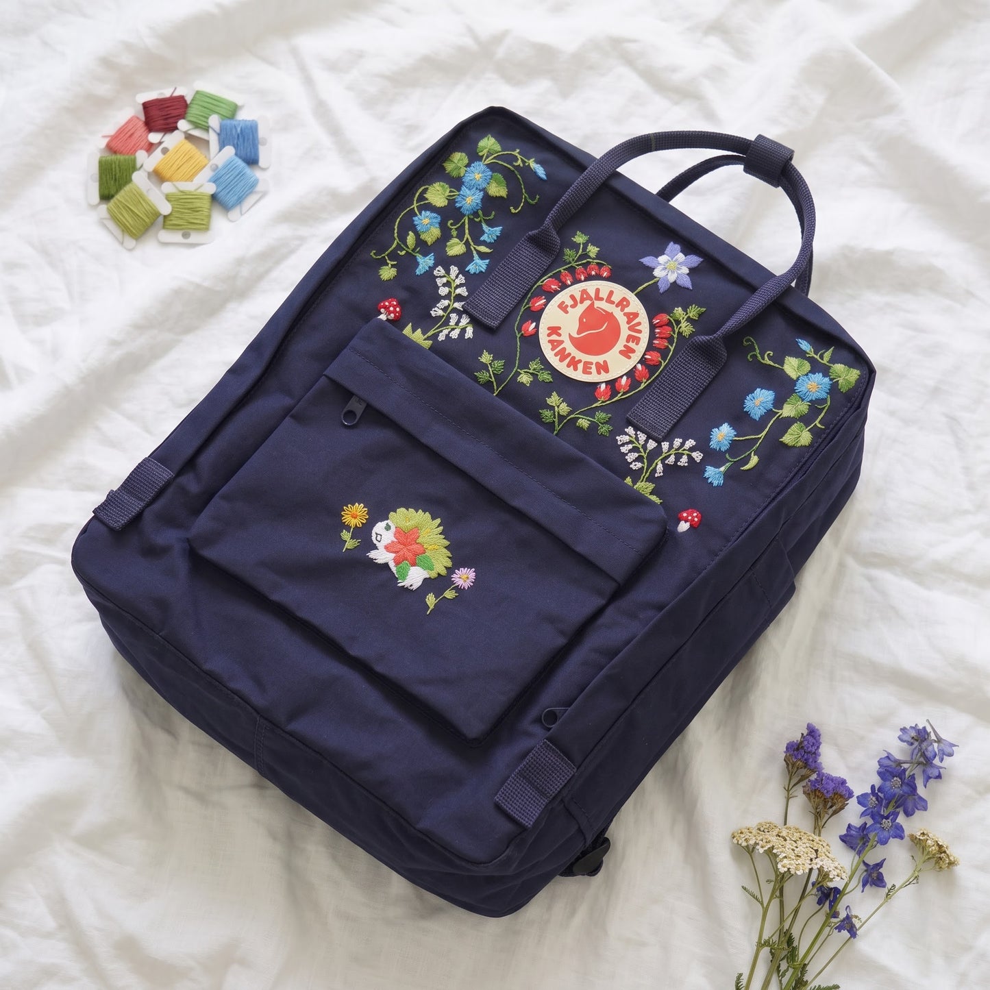 Hand Embroidered Fjallraven Kanken Backpack, Floral Butterfly Kanken Bag, Custom Embroidered Backpack, Personalized Kanken Backpack (Copy)