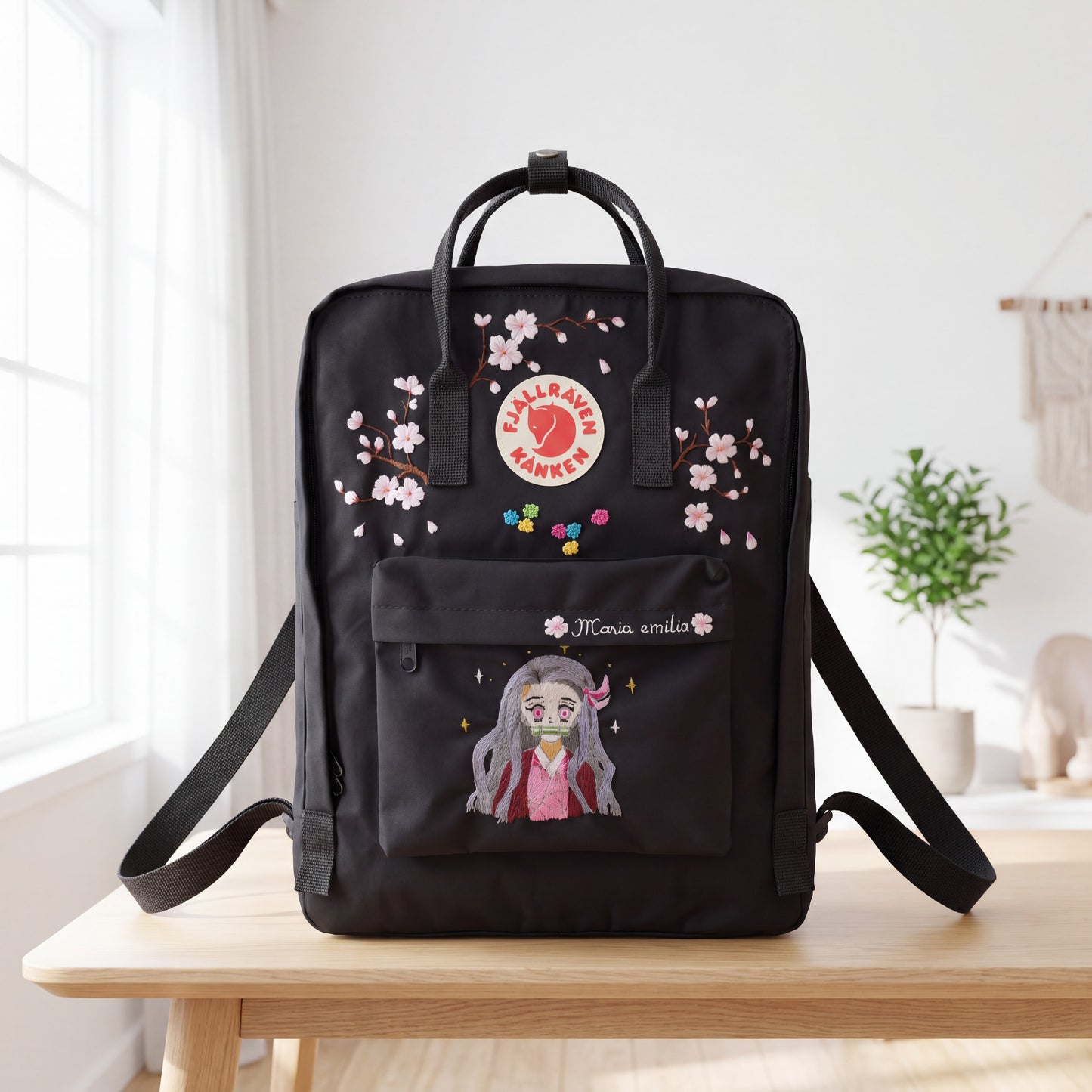 Personalized Fjallraven Kanken Sakura Backpack | Anime Character Embroidered Kanken Bag | Custom Manga & Cartoon Embroidery |Japanese Style