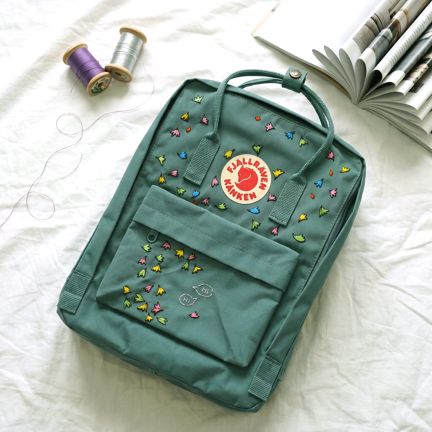 Fjallraven Kanken Backpack Embroidered Heartstopper Leaves | Colorful Leaf Embroidery Kanken Bag | Personalized Back To School Gift