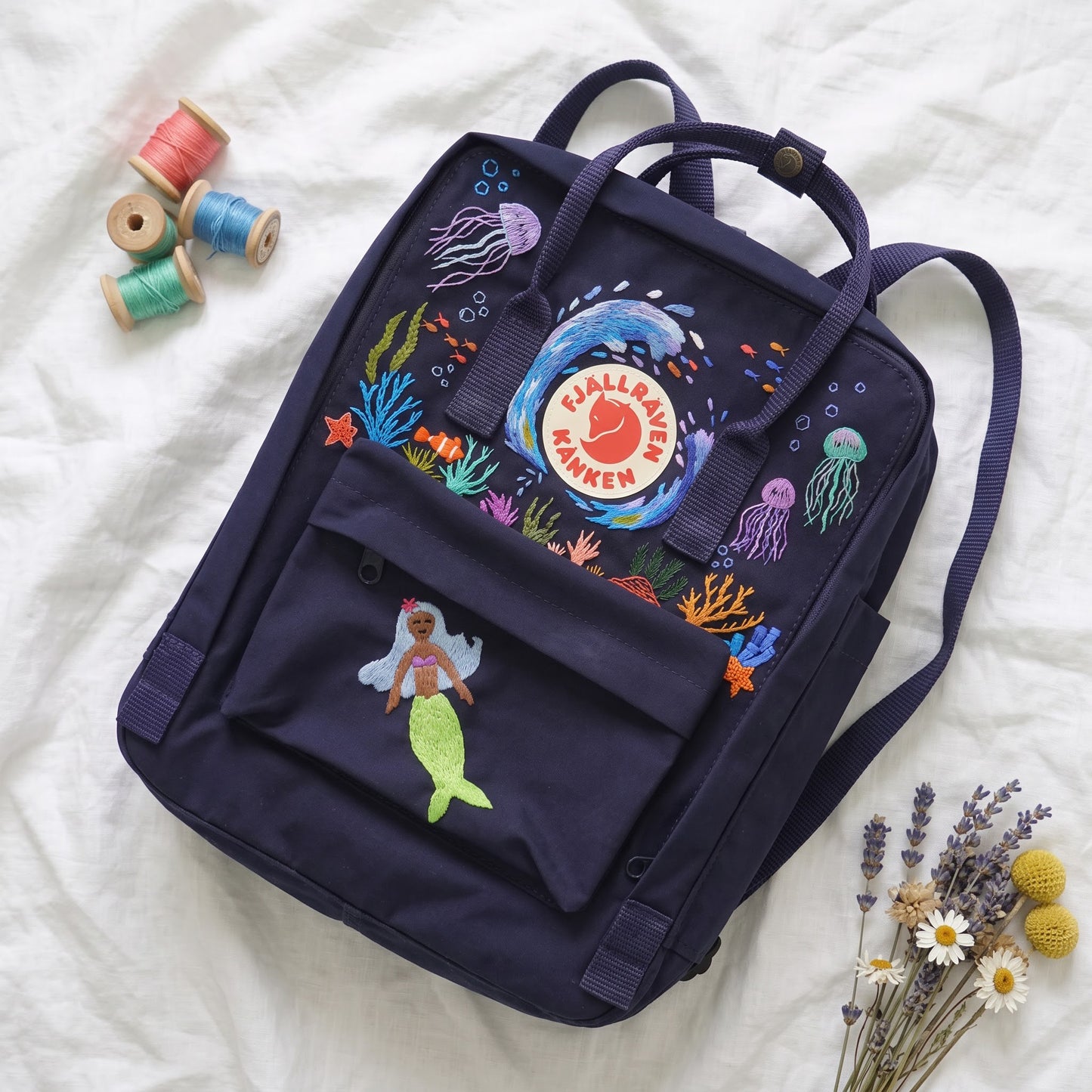 Kanken Fjallraven Backpack with Rose Garden Embroidery | Fjallraven Hand-Embroidered Floral Bag | Handmade Rose Design Backpack| Rose Design (Copy)