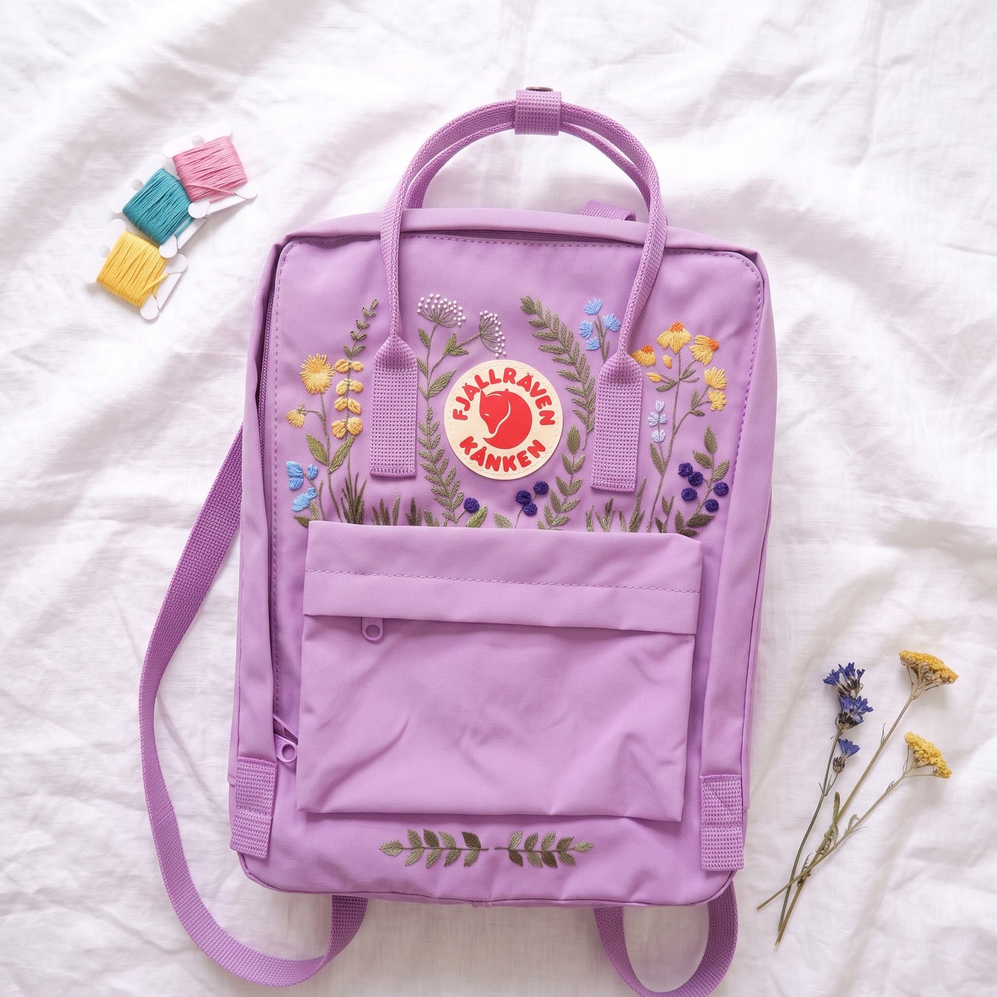 Fjallraven Kanken Wild Grass Embroidered Backpack | Fjallraven Kanken Nature Inspired Backpack | Travel Kanken Backpack |Personalized Kanken