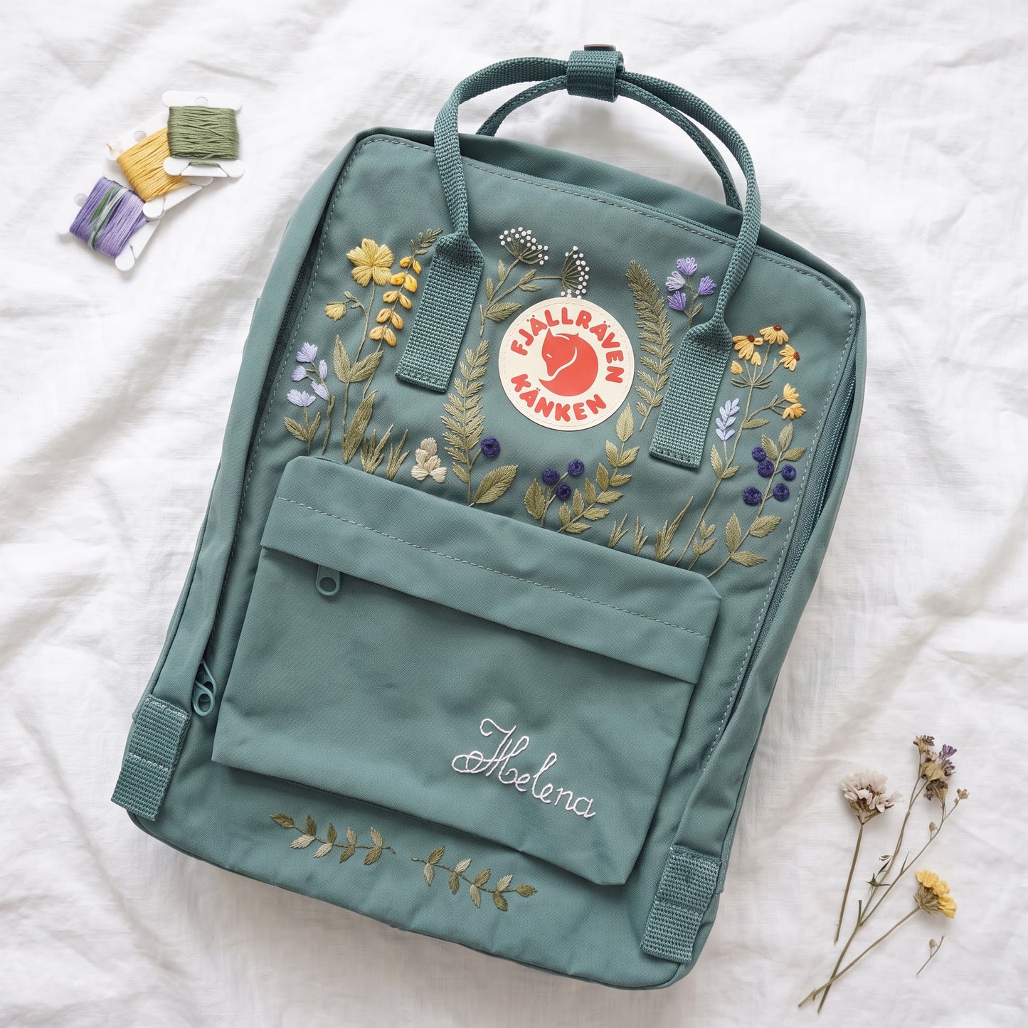 Fjallraven Kanken Wild Grass Embroidered Backpack | Fjallraven Kanken Nature Inspired Backpack | Travel Kanken Backpack |Personalized Kanken