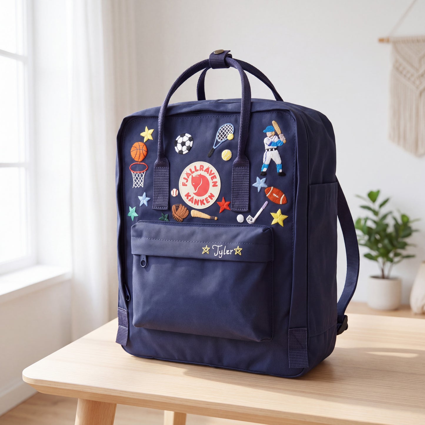 Custom Hand Embroidered Kanken Backpack Made to Order | Sports Activity Embroidered Kanken Bag | Custom Sports Backpack for Boys