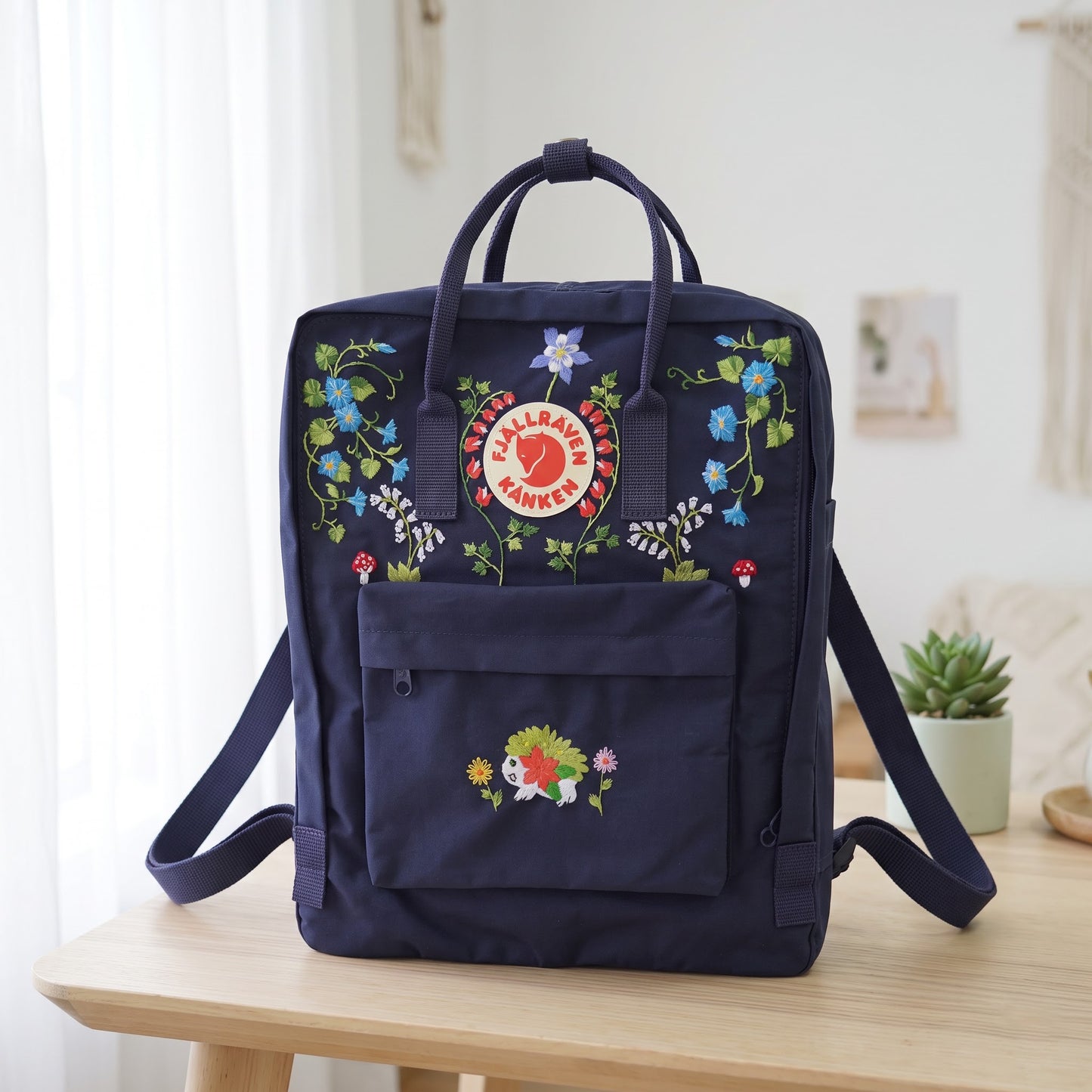 Hand Embroidered Fjallraven Kanken Backpack, Floral Butterfly Kanken Bag, Custom Embroidered Backpack, Personalized Kanken Backpack (Copy)