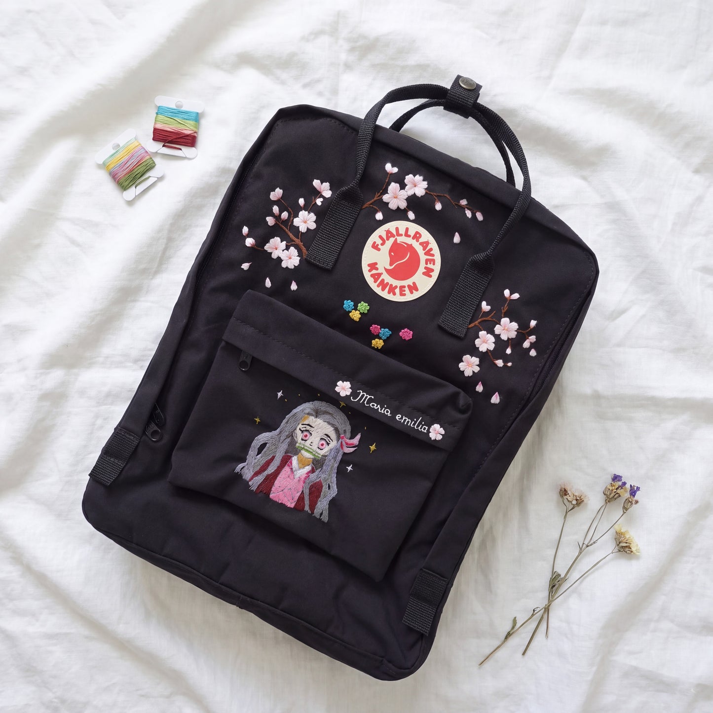 Personalized Fjallraven Kanken Sakura Backpack | Anime Character Embroidered Kanken Bag | Custom Manga & Cartoon Embroidery |Japanese Style