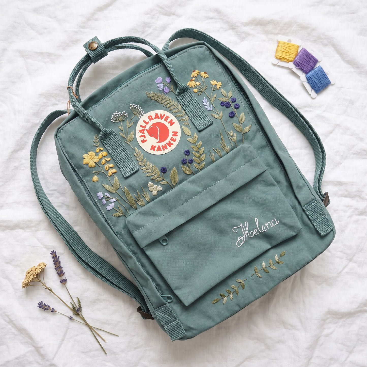 Fjallraven Kanken Wild Grass Embroidered Backpack | Fjallraven Kanken Nature Inspired Backpack | Travel Kanken Backpack |Personalized Kanken