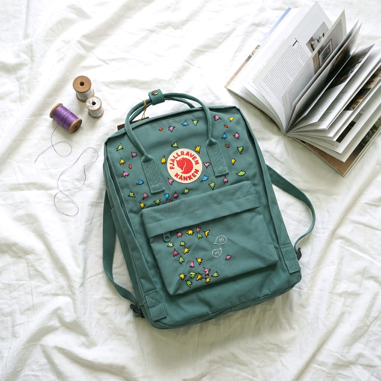 Fjallraven Kanken Backpack Embroidered Heartstopper Leaves | Colorful Leaf Embroidery Kanken Bag | Personalized Back To School Gift