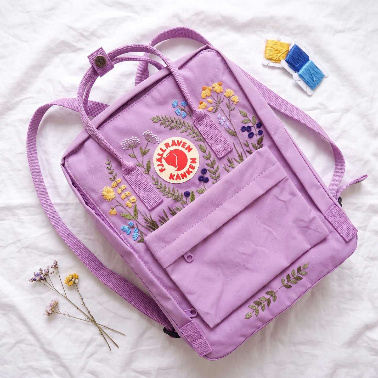 Fjallraven Kanken Wild Grass Embroidered Backpack | Fjallraven Kanken Nature Inspired Backpack | Travel Kanken Backpack |Personalized Kanken