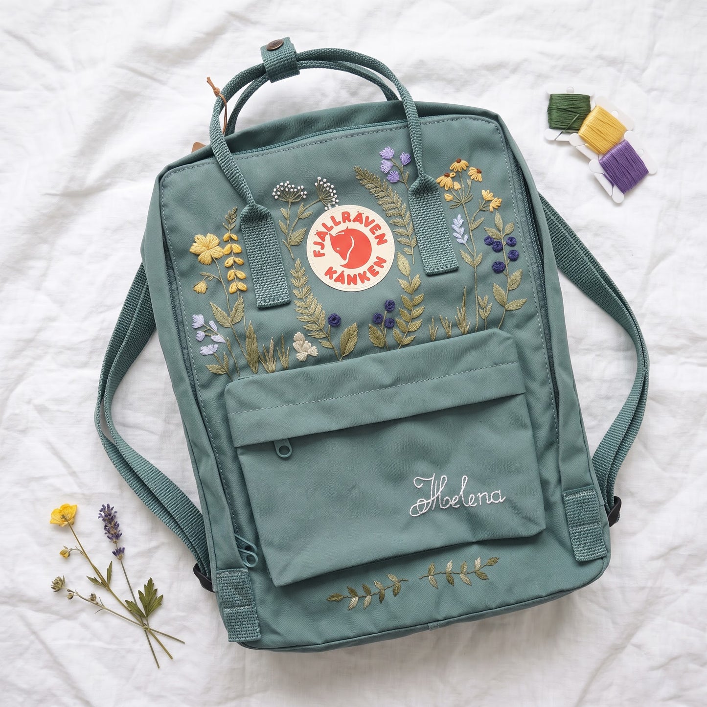 Fjallraven Kanken Wild Grass Embroidered Backpack | Fjallraven Kanken Nature Inspired Backpack | Travel Kanken Backpack |Personalized Kanken