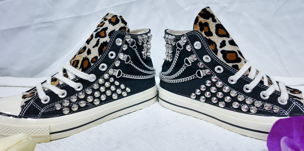  Black High Top Studded Shoes (Copy) 