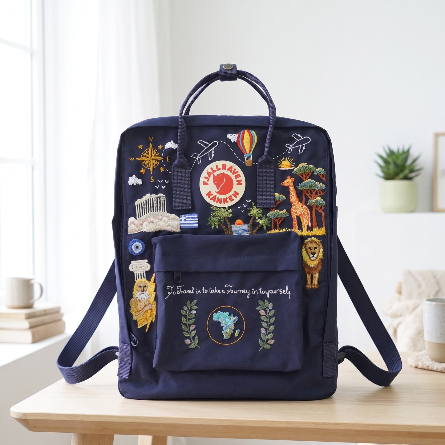 Personalized Fjallraven Kanken Travel Backpack | Custom World Travel Backpack | Handmade Africa & Greece Inspired Backpack | Custom Backpack