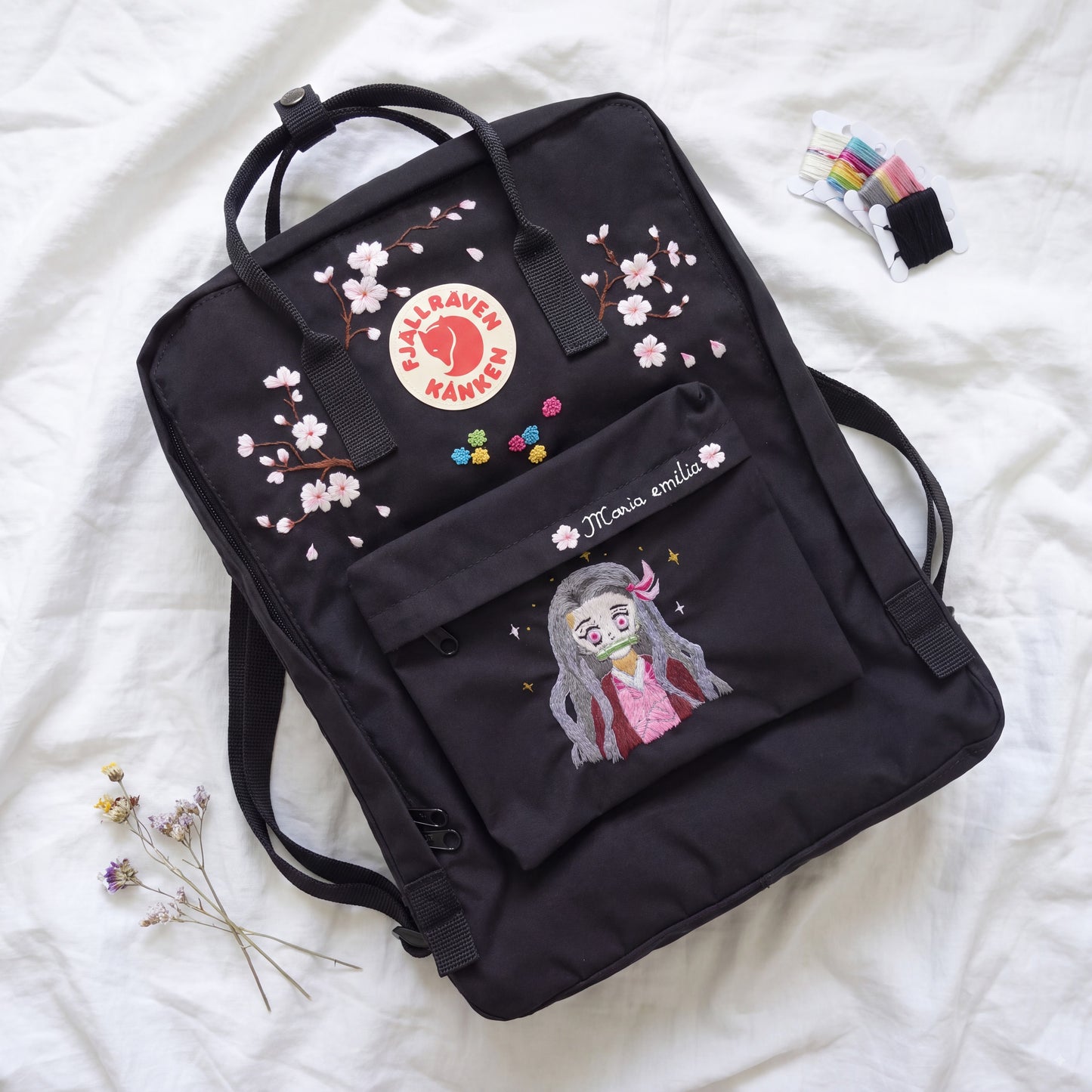 Personalized Fjallraven Kanken Sakura Backpack | Anime Character Embroidered Kanken Bag | Custom Manga & Cartoon Embroidery |Japanese Style