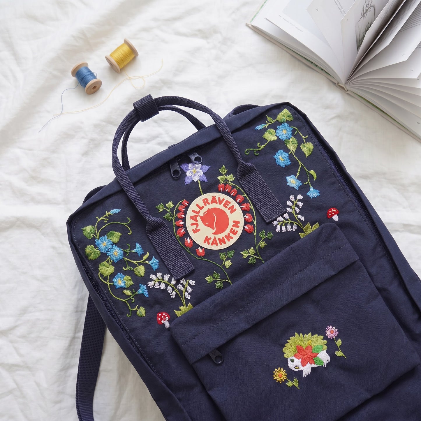 Hand Embroidered Fjallraven Kanken Backpack, Floral Butterfly Kanken Bag, Custom Embroidered Backpack, Personalized Kanken Backpack (Copy)