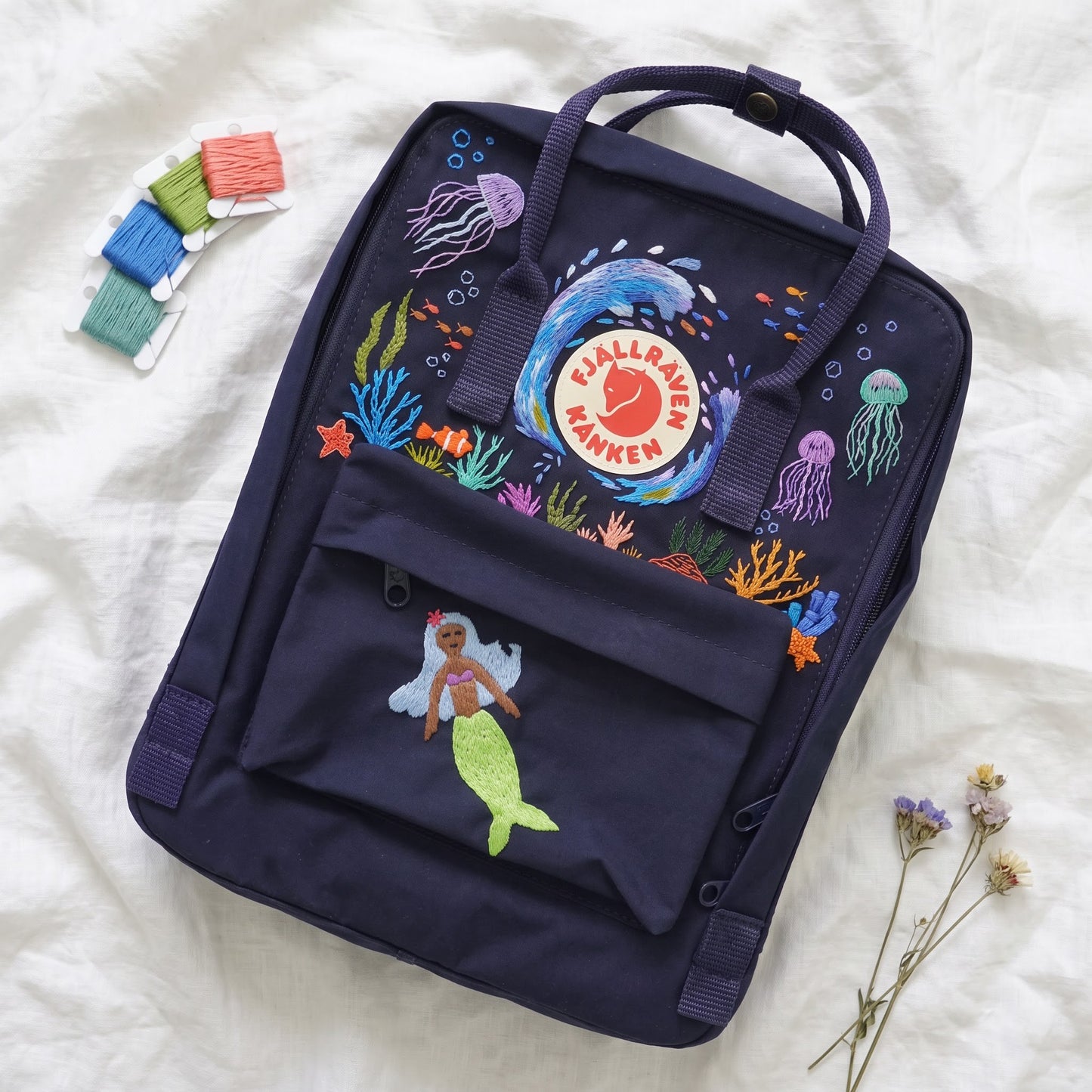 Kanken Fjallraven Backpack with Rose Garden Embroidery | Fjallraven Hand-Embroidered Floral Bag | Handmade Rose Design Backpack| Rose Design (Copy)