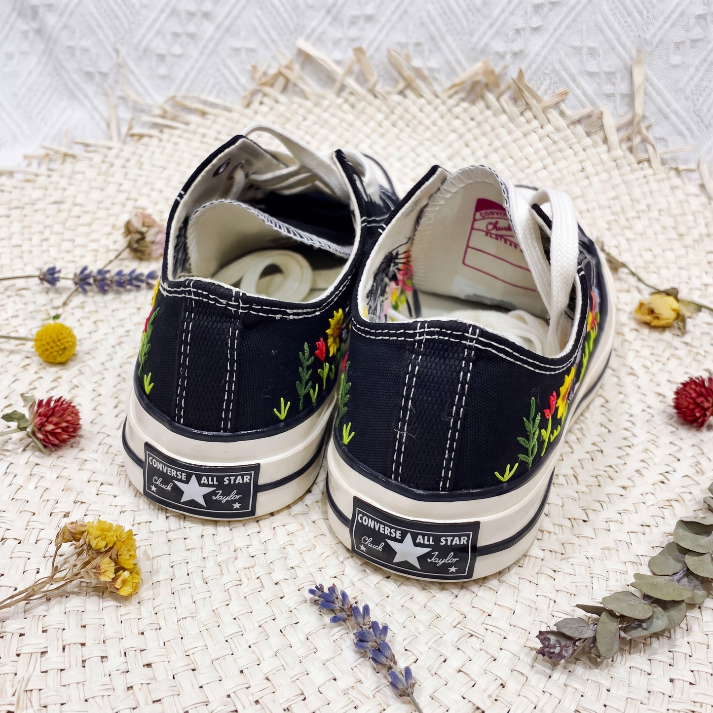 Hand Embroidered Opossum Converse Shoes | Black Low Top Canvas Sneakers | Woodland Animal Embroidered Shoes | Nature Gift