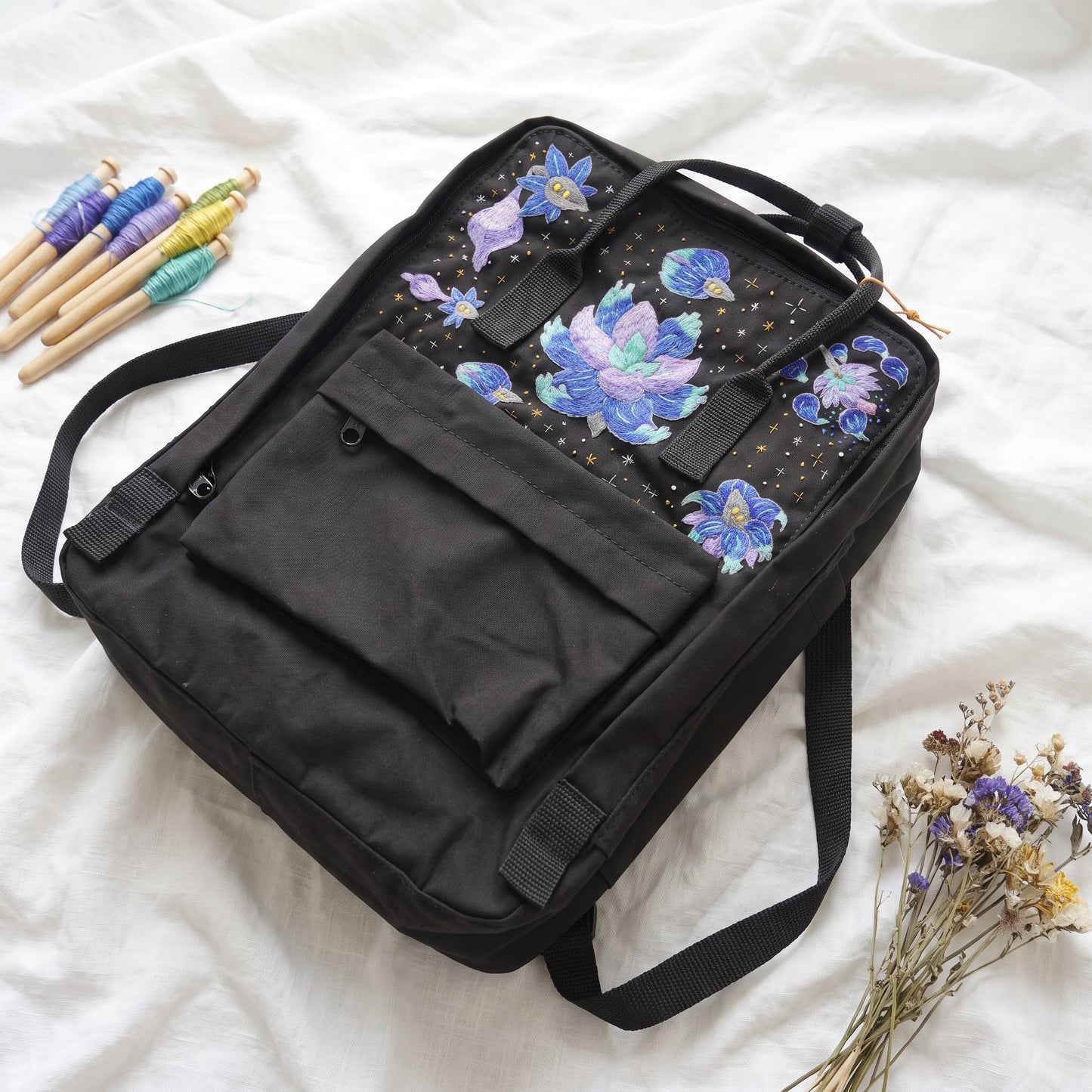 Custom Hand Embroidered Kanken Backpack Made to Order | Personalized Kanken with Logo Removal | Custom Game Character Embroidery Kanken Bag