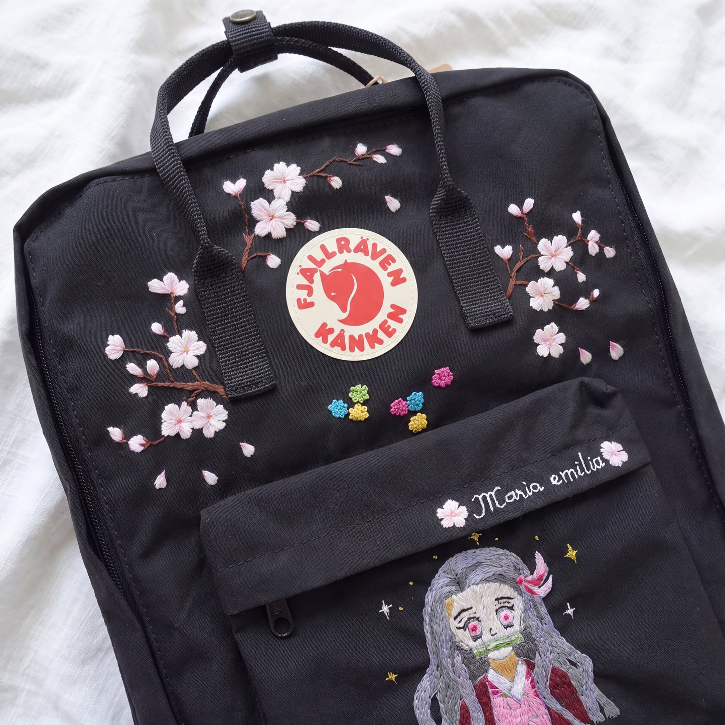 Personalized Fjallraven Kanken Sakura Backpack | Anime Character Embroidered Kanken Bag | Custom Manga & Cartoon Embroidery |Japanese Style