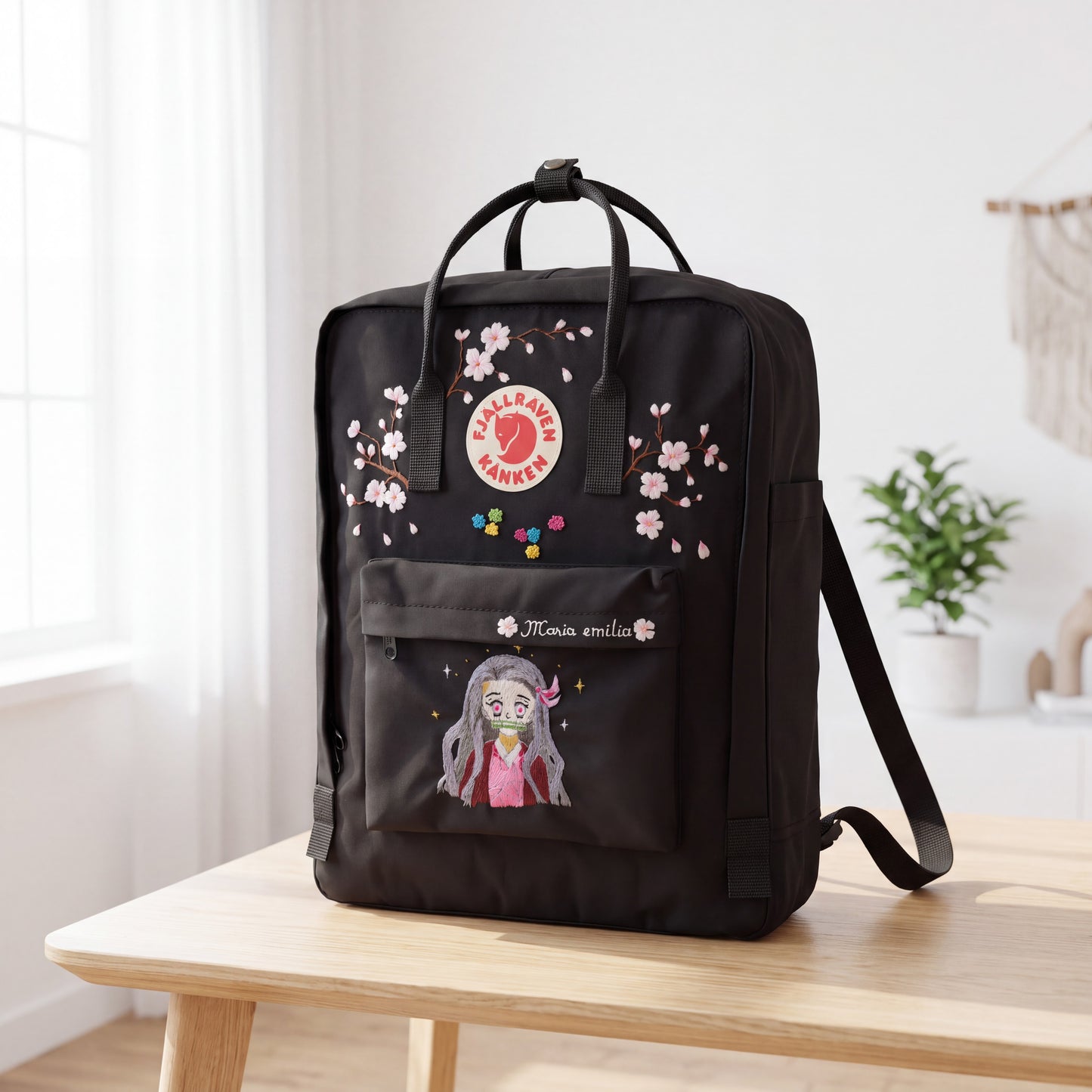 Personalized Fjallraven Kanken Sakura Backpack | Anime Character Embroidered Kanken Bag | Custom Manga & Cartoon Embroidery |Japanese Style