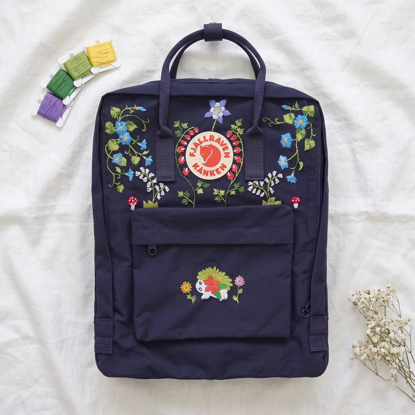 Hand Embroidered Fjallraven Kanken Backpack, Floral Butterfly Kanken Bag, Custom Embroidered Backpack, Personalized Kanken Backpack (Copy)