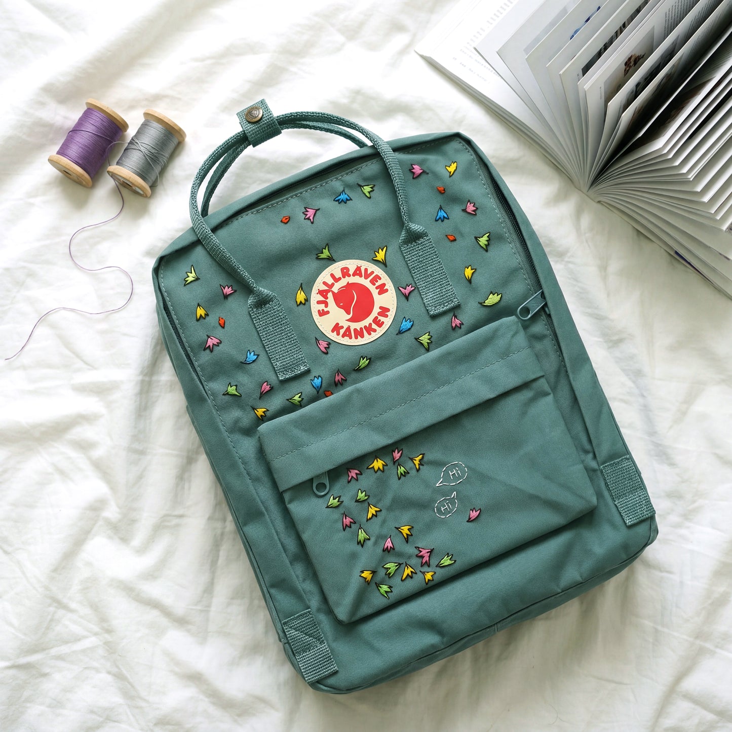 Fjallraven Kanken Backpack Embroidered Heartstopper Leaves | Colorful Leaf Embroidery Kanken Bag | Personalized Back To School Gift