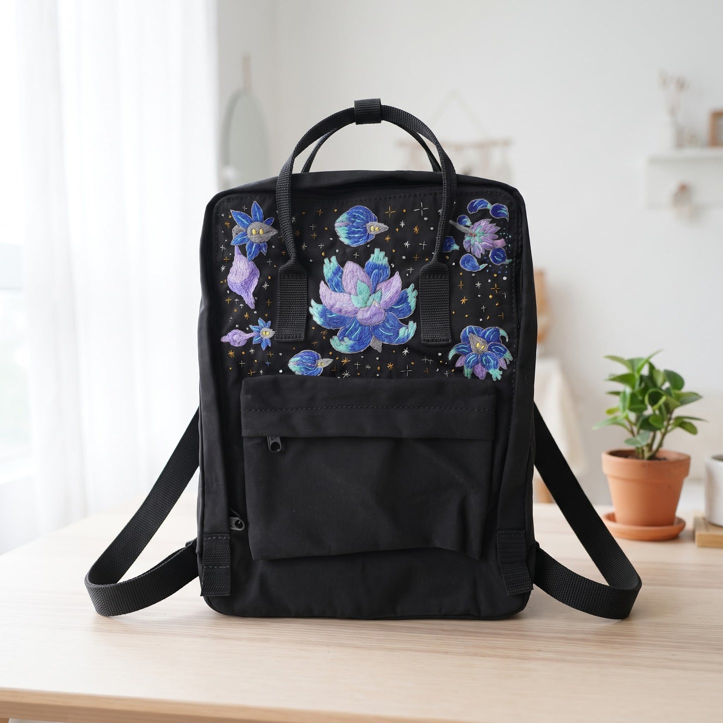 Custom Hand Embroidered Kanken Backpack Made to Order | Personalized Kanken with Logo Removal | Custom Game Character Embroidery Kanken Bag