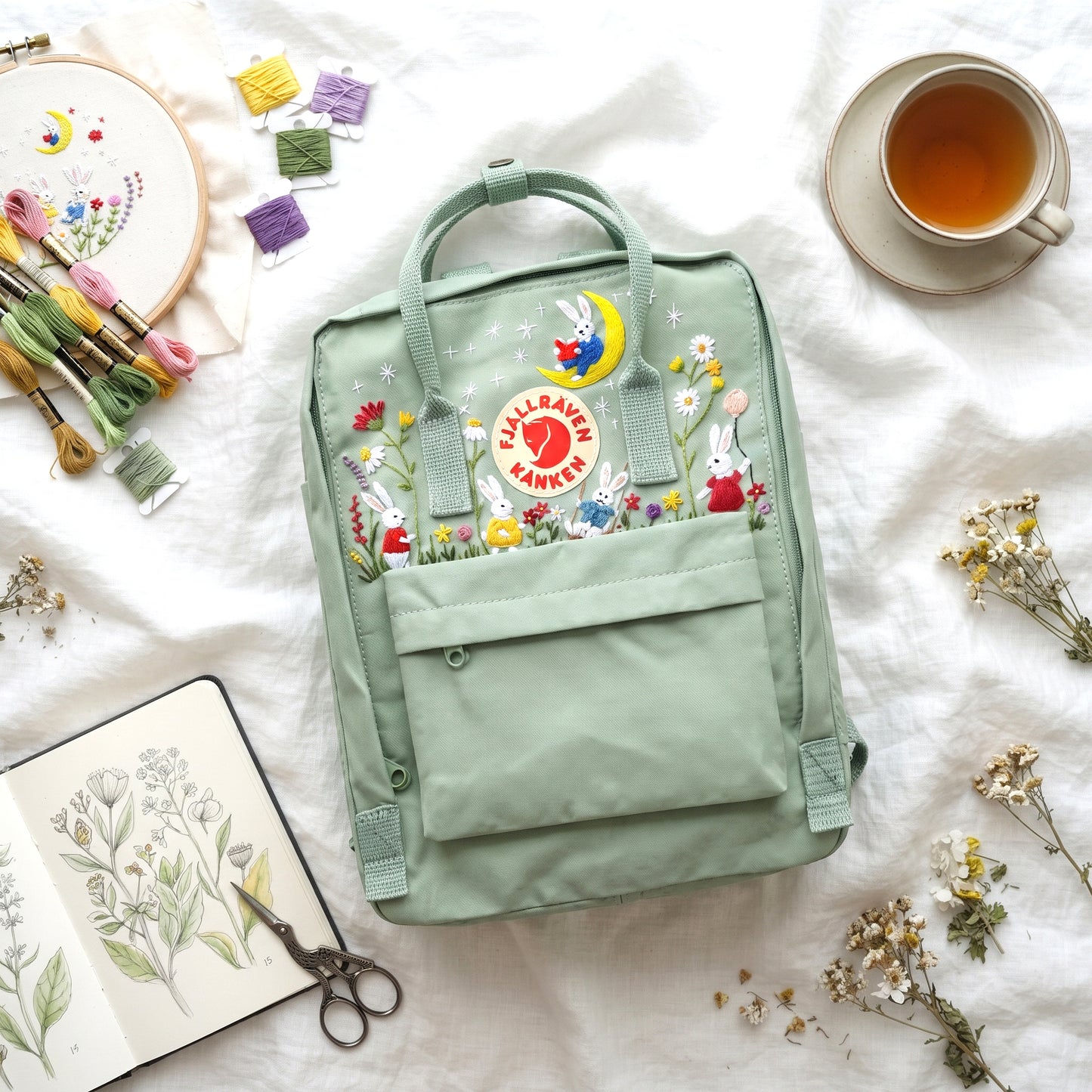 Fjallraven Kanken Miffy Bunny Embroidered Backpack | Cute Cartoon Bunny Kanken Bag | School Backpack | Personalized Gift |Back to School Bag