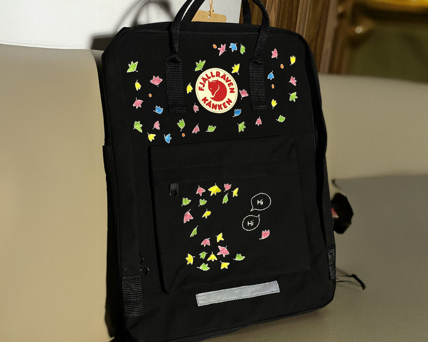 Fjallraven Kanken Backpack – Artistic Heartstopper Leaves Design - Personalized Embroidered Backpack - Custom Bag for Women