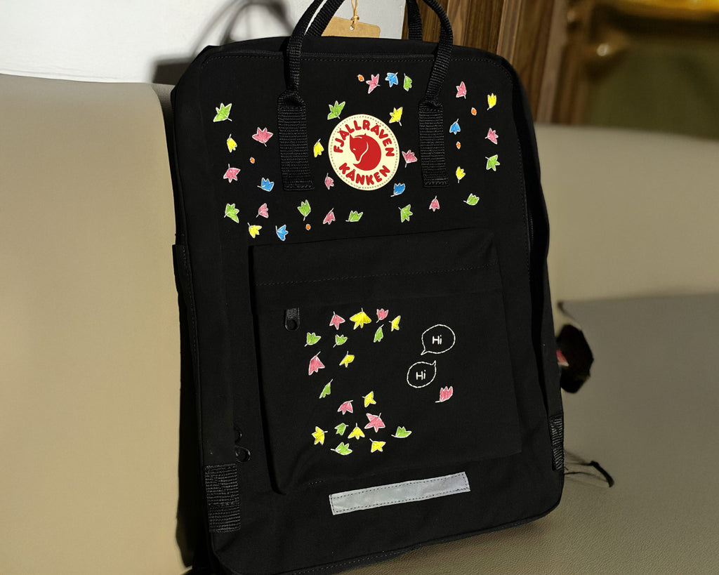  Fjallraven Kanken Backpack – Artistic Heartstopper Leaves Design - Personalized Embroidered Backpack - Custom Bag for Women 