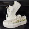  Custom Coverse Platform/ Wedding Flowers Embroidered Converse/ Bridal Flowers Embroidered Sneakers/ Sunflowers Embroidered Sneakers 