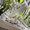  Custom Coverse Platform/ Wedding Flowers Embroidered Converse/ Bridal Flowers Embroidered Sneakers/ Lily of the Valley Embroidered Sneakers 