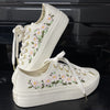  Custom Coverse Platform/ Wedding Flowers Embroidered Converse/ Bridal Flowers Embroidered Sneakers/ Lily of the Valley Embroidered Sneakers 